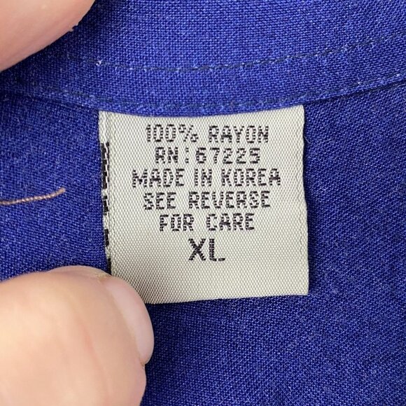 Pineapple Connection Men's Hawaiian Shirt XL Blue with Palm Tree Print Casual - Picture 4 of 7